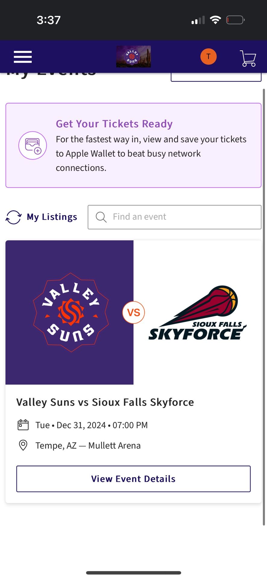 Valley Suns Event Tickets 4