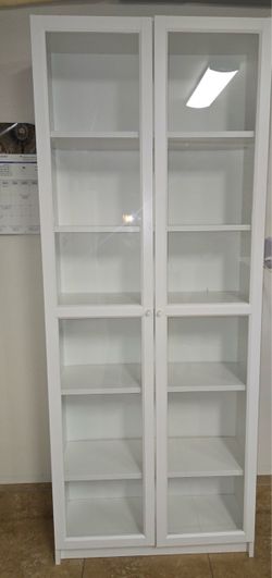White Glass-Front Display Cabinet