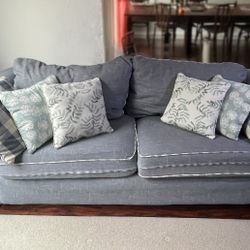 Comfortable Blue Sofa & Loveseat Set - Moving Sale - Excellent Condition