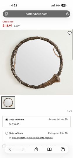 New Pottery Barn mirror