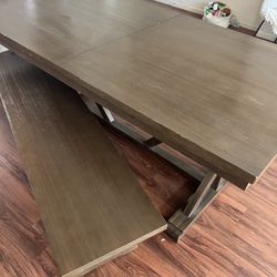 World Market wood dining table with bench