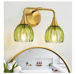 NEW 2-light vanity light green glass