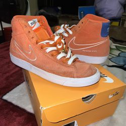 Nike Blazer Mid Orange White Navy Size 10