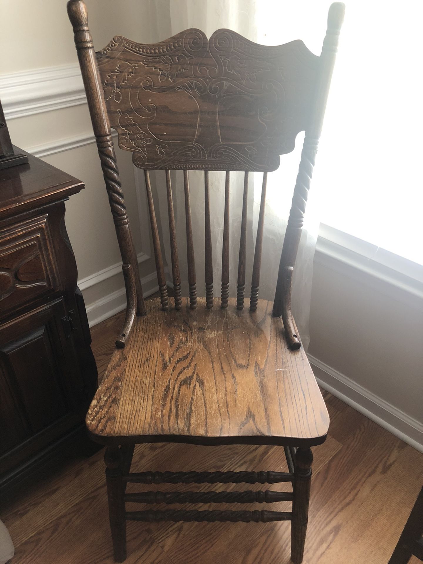 2 Oak high back chairs