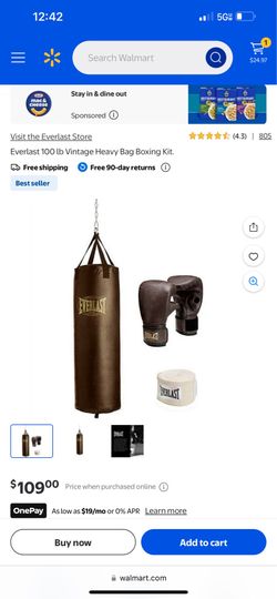 Everlast 100 lb Vintage Heavy Bag, Stand & Gloves