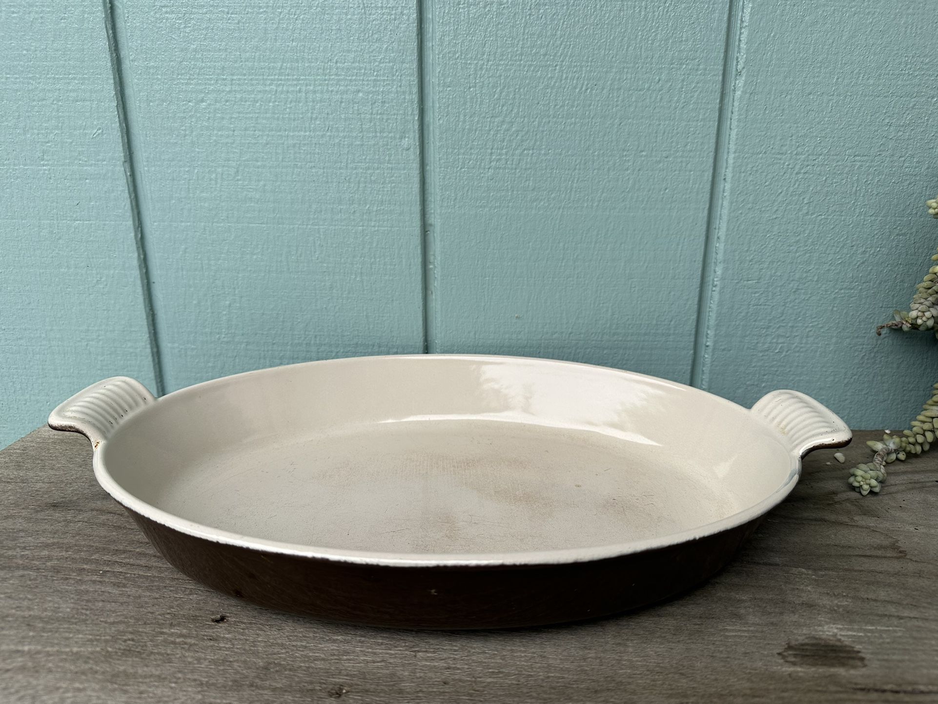 Vintage Le Creuset Oval Au Gratin Cast Iron Pan #36 Dish Spice Brown 9.5” x 14” France