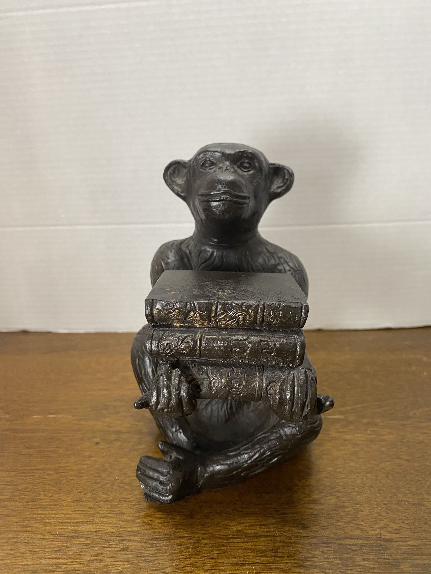 Vintage Andrea By Sadek Bronze Cast Iron Monkey Ape With Books Over 4lbs