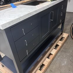 Ariel Magnolia Navy Blue Freestanding Vanity OBO