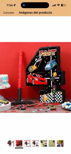 Number 4 Race Car Birthday Party Decoration Multicolor Paper Kids 5-12 Years