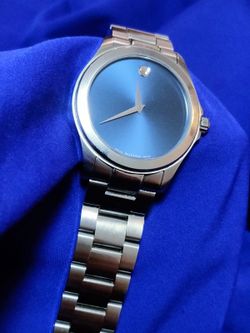 Movado Museum High Fashion 84.E7.1891 Swiss 44mm Rare Blue Dial Men's Watch 