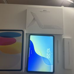 iPad 10th Gen 10.9” 64GB + Magic Keyboard Folio + USB-C Apple Pencil W/ Boxes