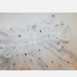 BCBG Girls  3T NWOT White Flutter Sleeves Fun Metallic Shirt Top Blouse