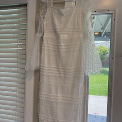 WHITE DOTTED MESH BODYCON DRESS