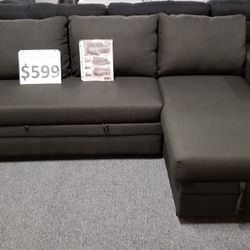 Brand New 99" x 61" Black Fabric Reversible Convertible Sofa Bed
