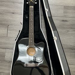 TAKAMINE JASMINE ES-31C BLACK ACOUSTIC ELECTRIC DREADNOUGHT CUTAWAY GUITAR w/ Hard Case Gator