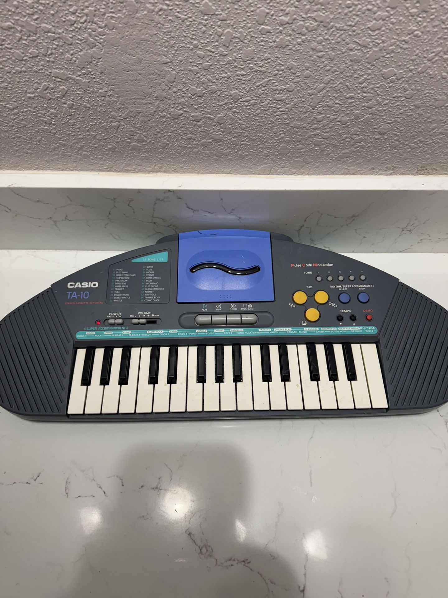Casio TA-10 Casiotone Mini PCM Synthesizer With Cassette Player
