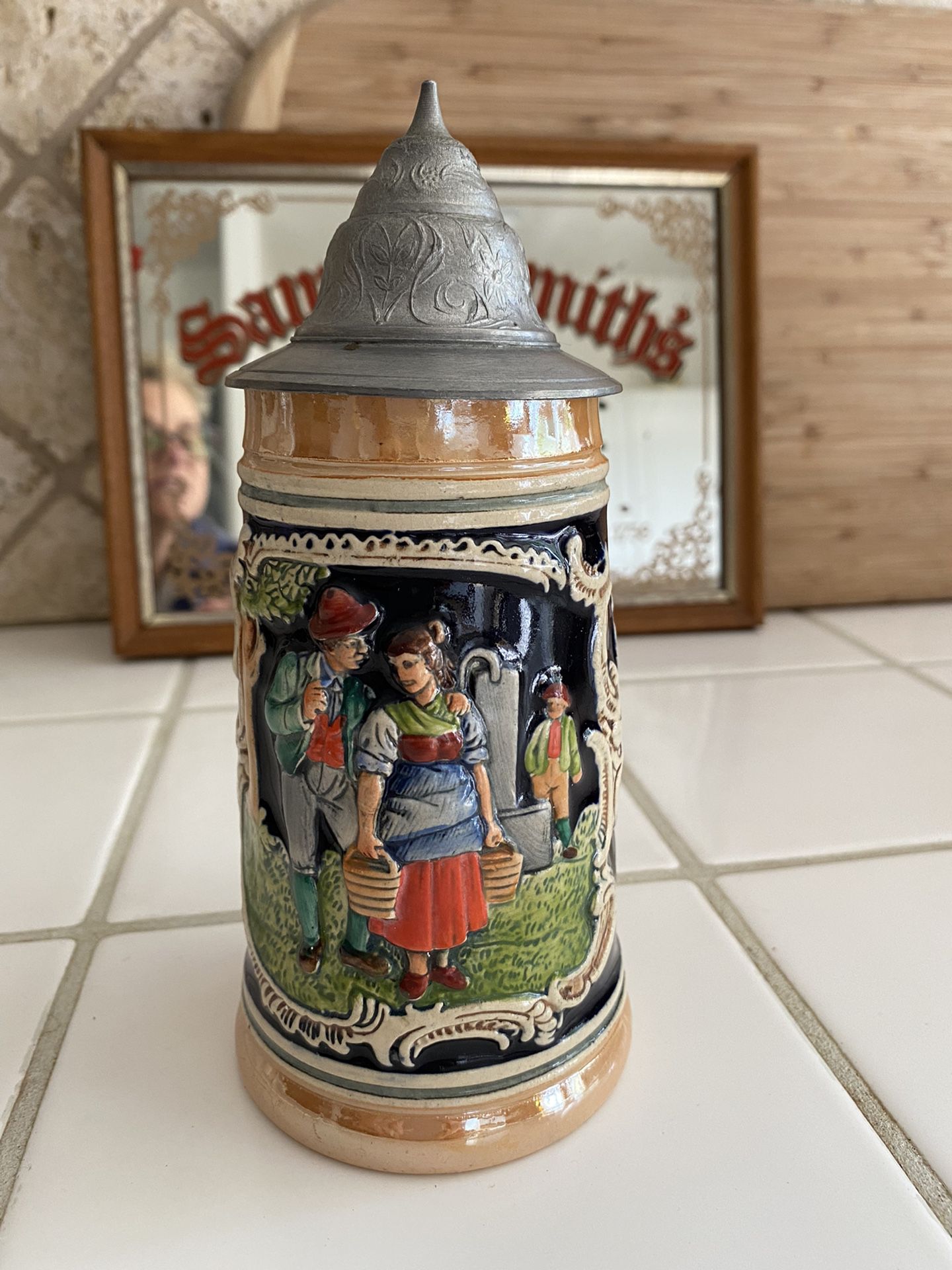 Vintage Marzi And Rely Beer Stein With Pewter Lid 