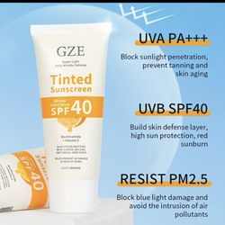 GZE protector solar tintado con vitamina C con FPS 40, protector solar Mineral hidratante con óxido de Zinc y dióxido de titanio, brillo saludable