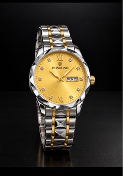Bonbond Two-Tone Watch with Gold Dial