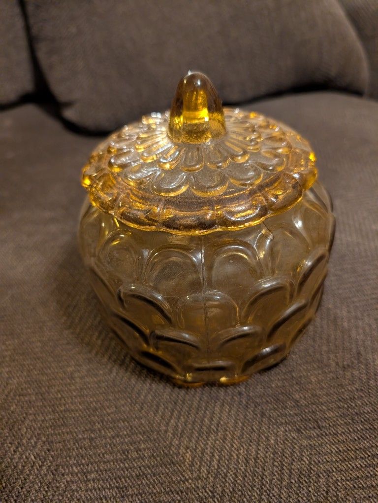Glass Amber Jar Antique
