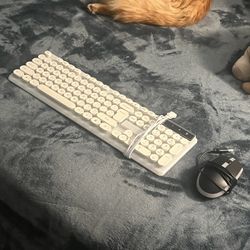 Unlocked Wired LED Gaming Keyboard & Mouse Set - White/Retro Style