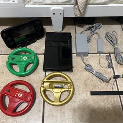 Wii U 32GB & Mario Kart Steering Wheel/Controllers 