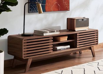 1960b  Ensley TV Stand, Mid Century Modern for 55/60/65 inch TV, Farmhouse TV Stand, Entertainment Center with Storage, TV and Media Console for Livin