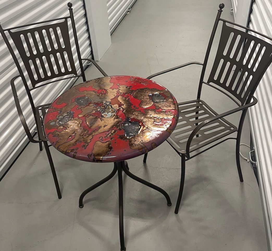 Domiziani Italian Volcano Stone Patio Table & Chairs set (RETAILS FOR $5K)