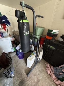 Everlast Punching Bag and Stand with gloves