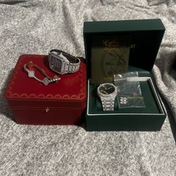 2 Moissanite Watches + Moissanite Bracelet (DESC)