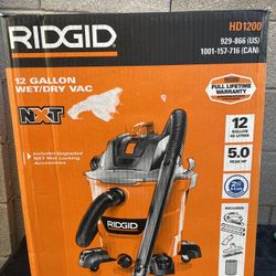 RIDGID 12 Gal. 5.0 Peak HP NXT Shop Vacuum Wet Dry Vac with General Debris Filter, Locking Hose and