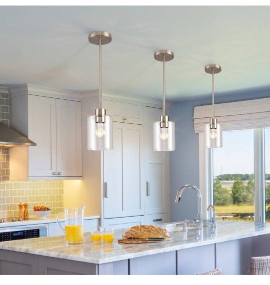 Brushed Nickel Pendant Lights,Modern Farmhouse Pendant Light,Light