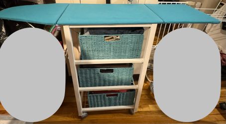 Wheeled Storage cart with foldable ironing board