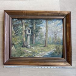 Vintage Oil Painting Cardboard Framed Europe