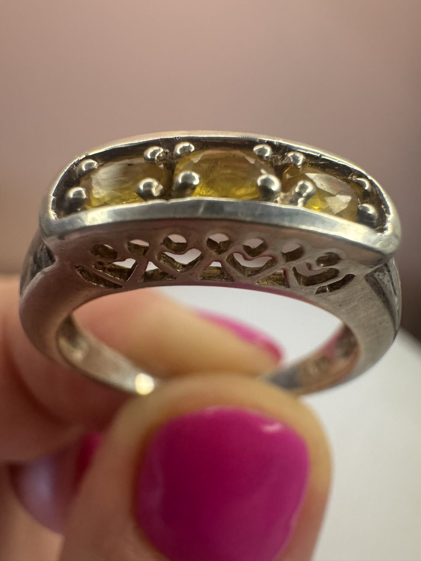 925 silver Natural Citrine ring , size 7