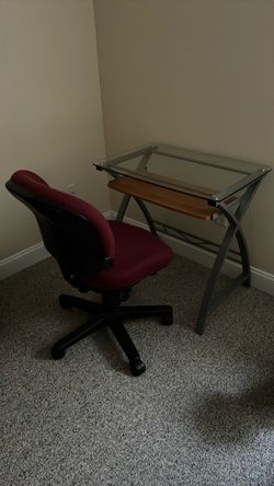 Glass computer desk and chair