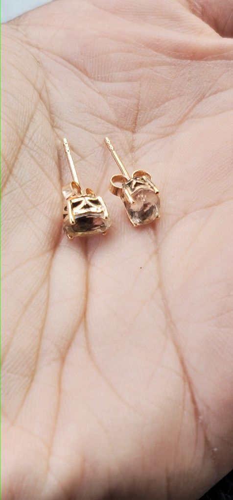 14K Rose Gold Morganite Earrings