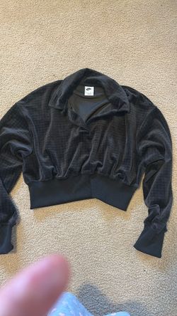 Nike LovelyWholesale Women Striped Cropped Sweatshirts Polo Collar Long Sleeve Crop Tops size S