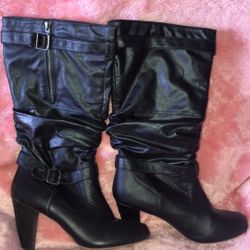 Black, Leather Boots