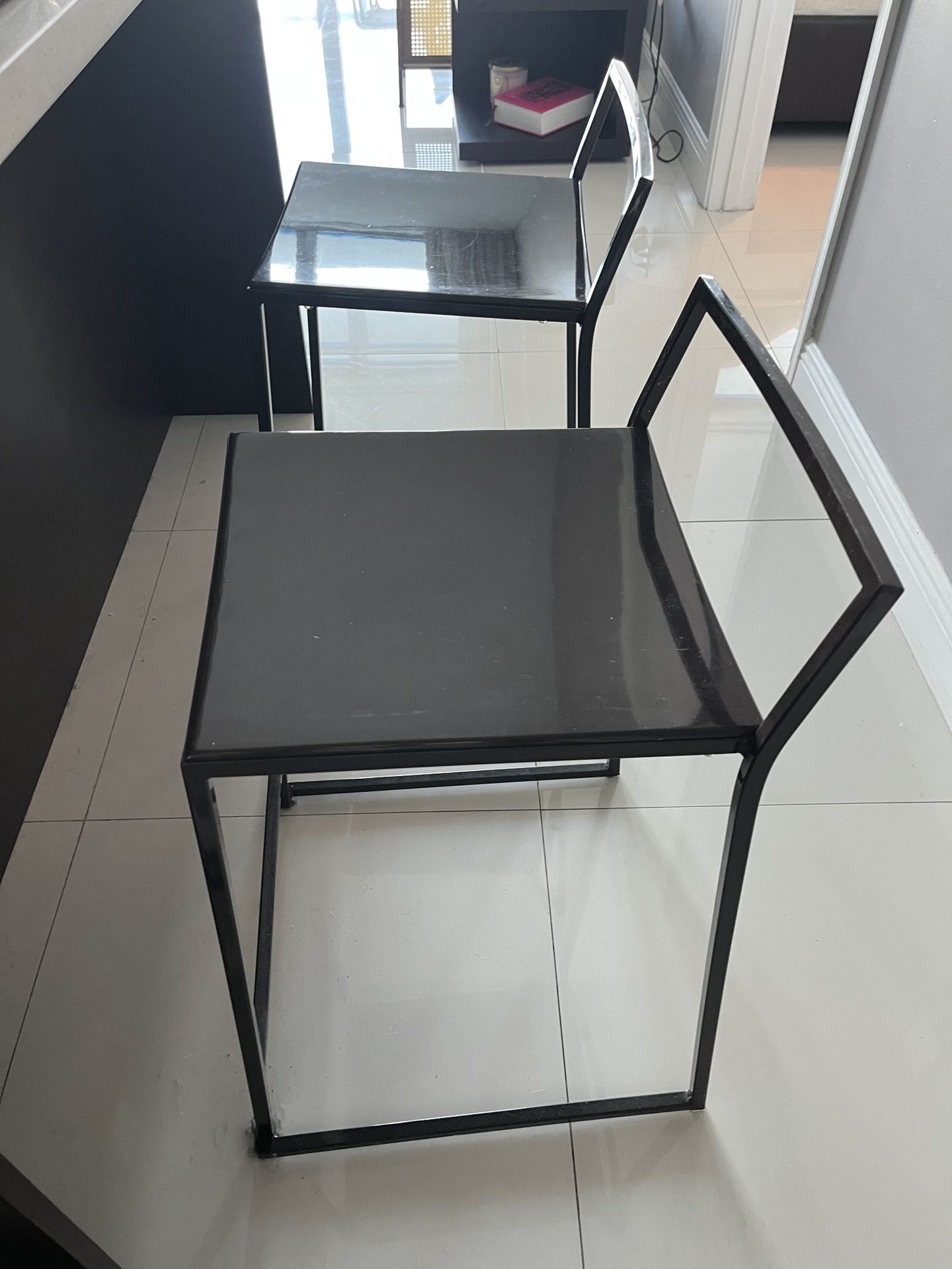 Set of 2 Minimalist Black Bar Stools – Sleek & Sturdy