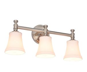 NIB Bathroom Vanity Light Fixtures, Traditional Brushed Nickel 3 Lights Wall Sconce Lighting with Opal Glass Shade, Porch Wall Mount Light Fixture for