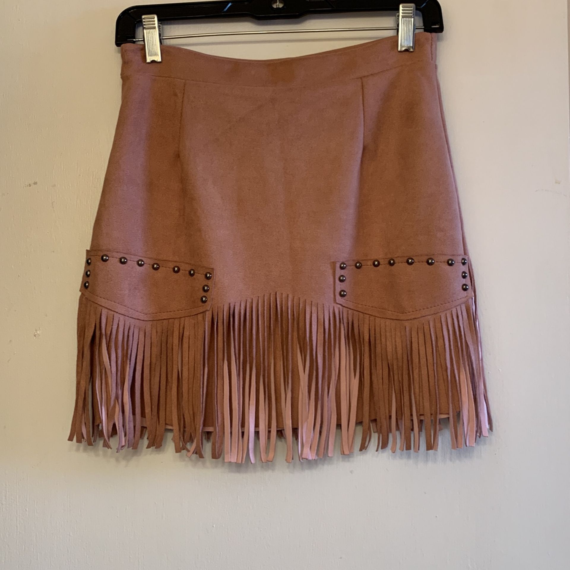Pink Suede Skirt . Cut Tag Out . Size S