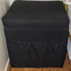 Black Upholstered Storage Square Ottoman 