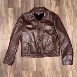 1980’s Leather Jacket With Removable Vest And Pockets 