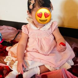 VINTAGE RALPH LAUREN PINK DRESS 12 MONTHS