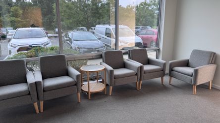 5 Mid Century Modern Accent Chair set Fabric Upholstered Chair for Bedroom Living Room Office with Wood Legs