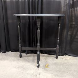 Black Painted Wood Demilune Console Table with Turned Legs