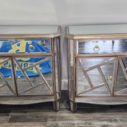 2 Drawer Mirror Nightstand The Set Of Two