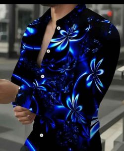 Premium long- sleeve Shirt for Men  With  Floral Design  XL