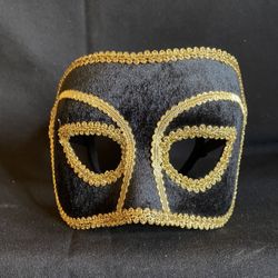 Black & Gold Unisex MASK Mardi Gras Venetian Masquerade Halloween Dress Up